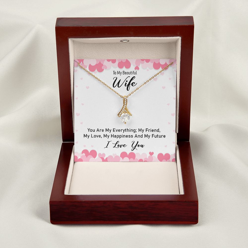 To My Wife You Are My Everything Alluring Ribbon Necklace Message Card-Express Your Love Gifts