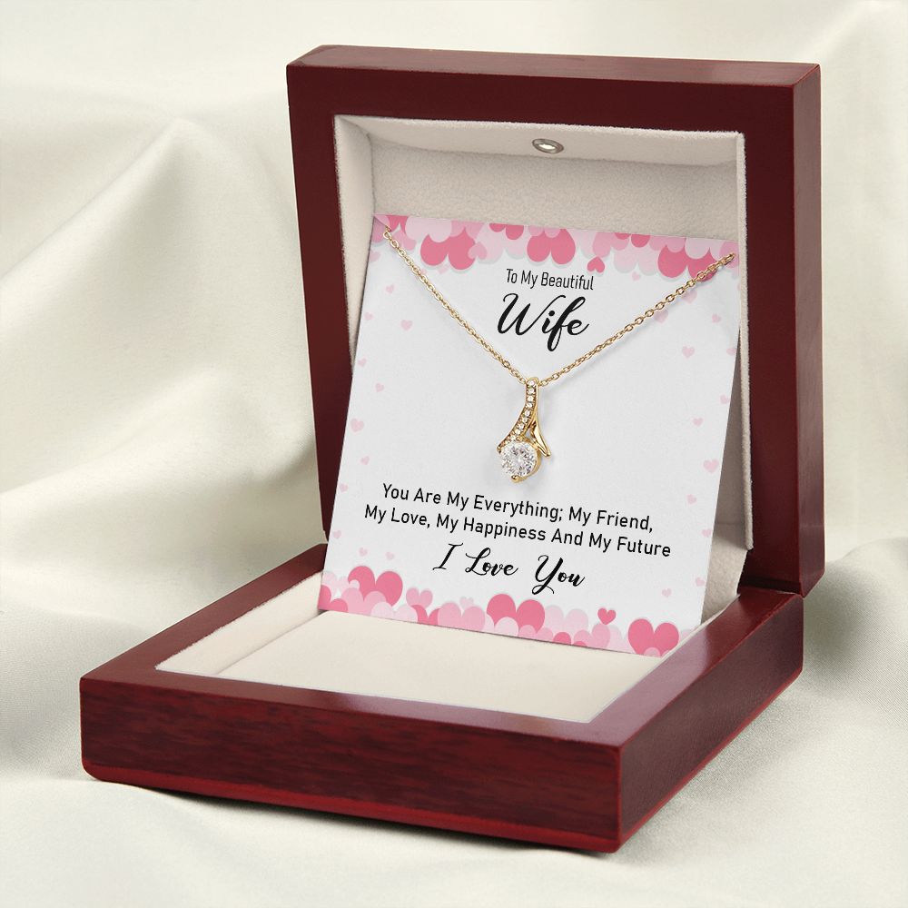 To My Wife You Are My Everything Alluring Ribbon Necklace Message Card-Express Your Love Gifts