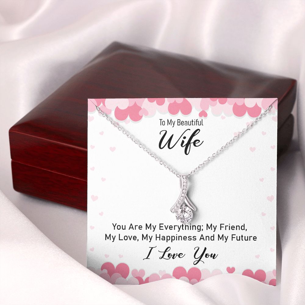 To My Wife You Are My Everything Alluring Ribbon Necklace Message Card-Express Your Love Gifts