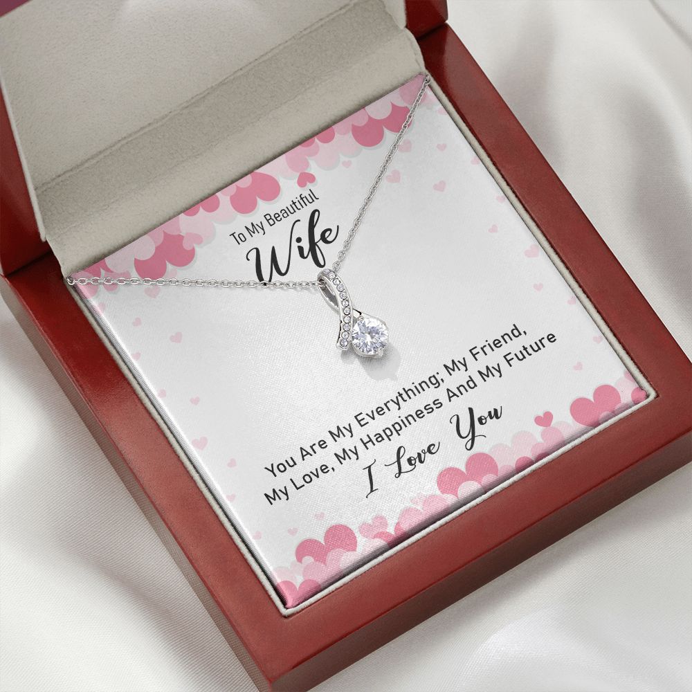 To My Wife You Are My Everything Alluring Ribbon Necklace Message Card-Express Your Love Gifts