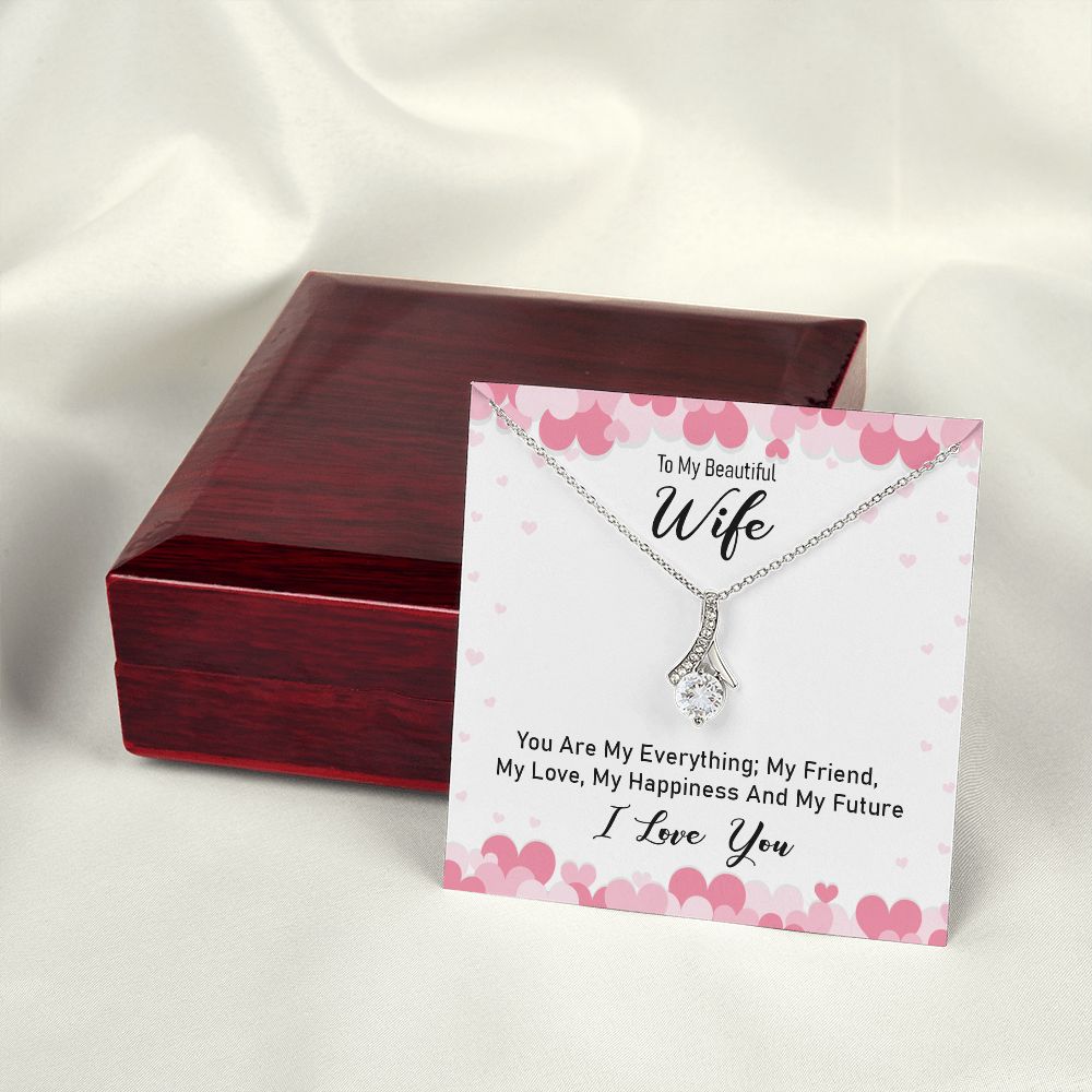 To My Wife You Are My Everything Alluring Ribbon Necklace Message Card-Express Your Love Gifts