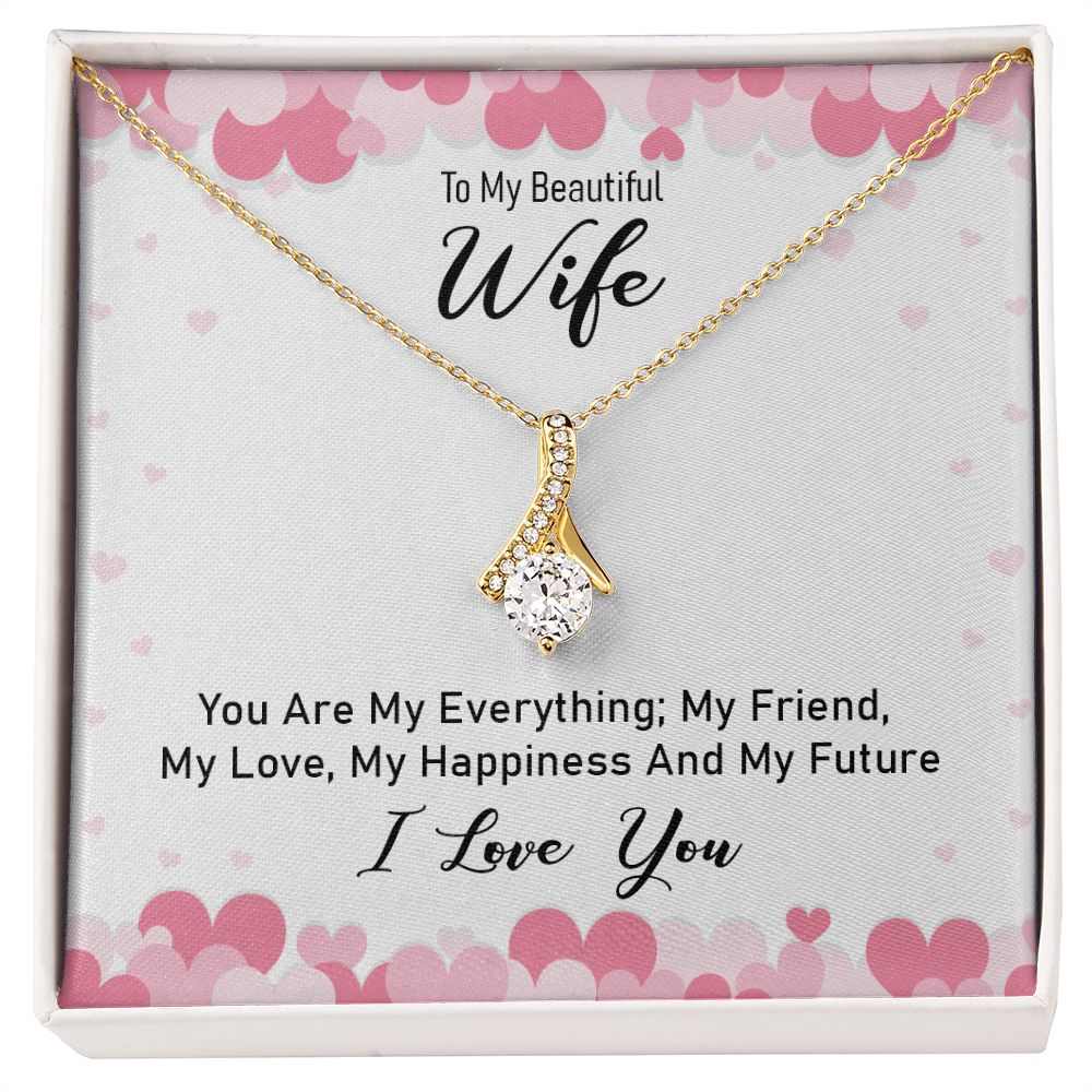 To My Wife You Are My Everything Alluring Ribbon Necklace Message Card-Express Your Love Gifts