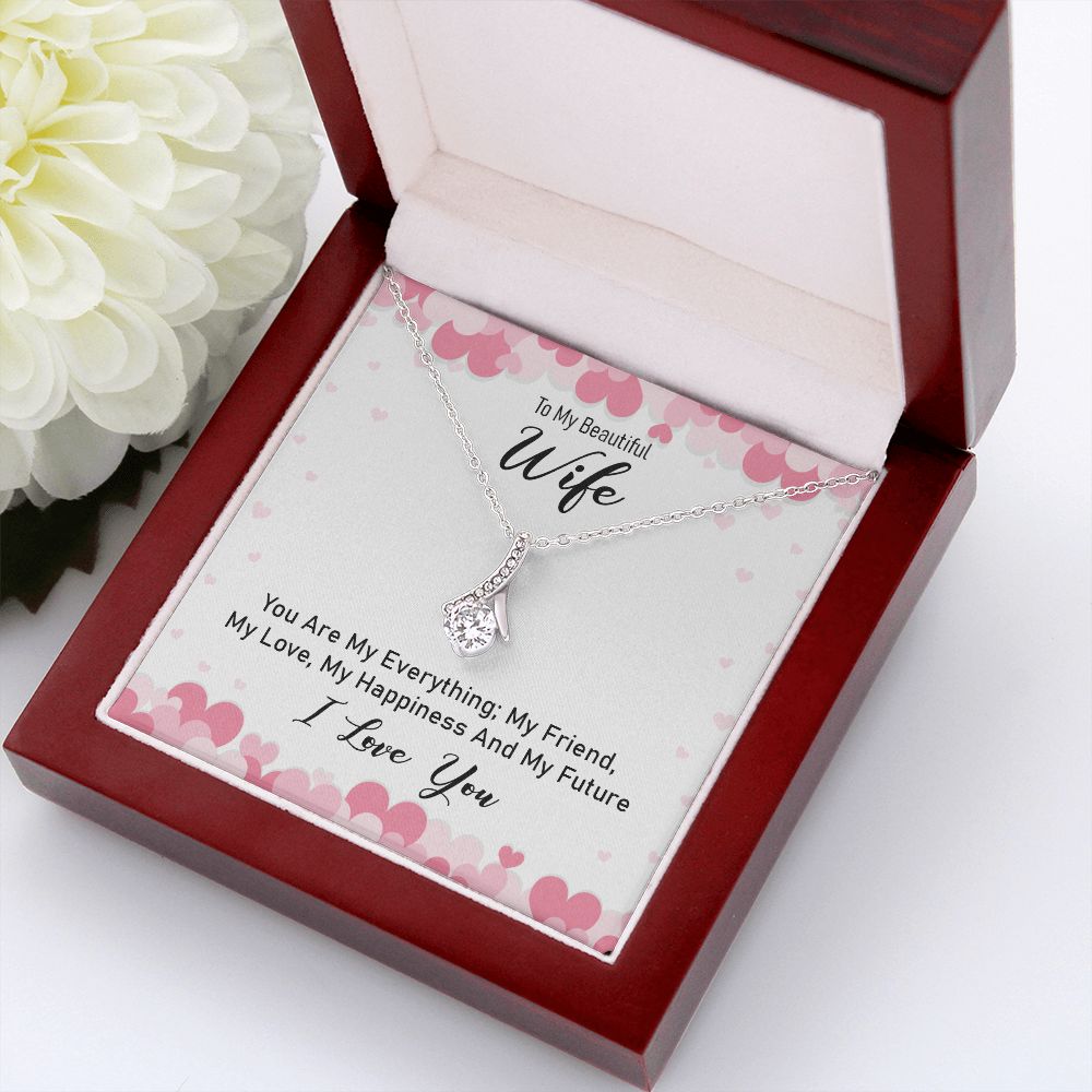 To My Wife You Are My Everything Alluring Ribbon Necklace Message Card-Express Your Love Gifts