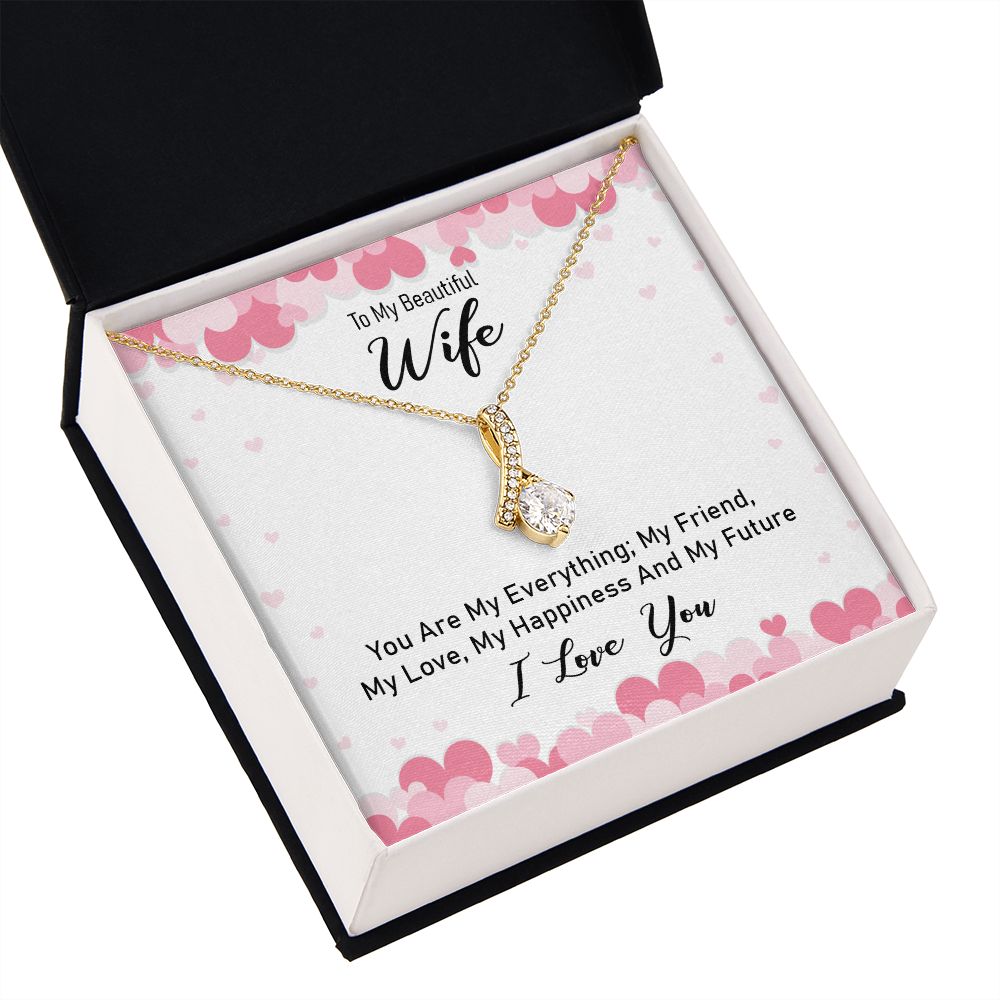 To My Wife You Are My Everything Alluring Ribbon Necklace Message Card-Express Your Love Gifts