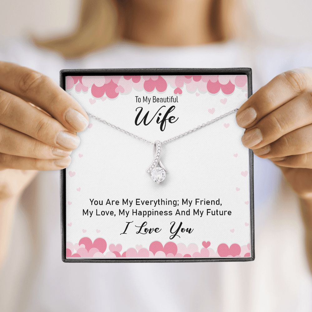 To My Wife You Are My Everything Alluring Ribbon Necklace Message Card-Express Your Love Gifts