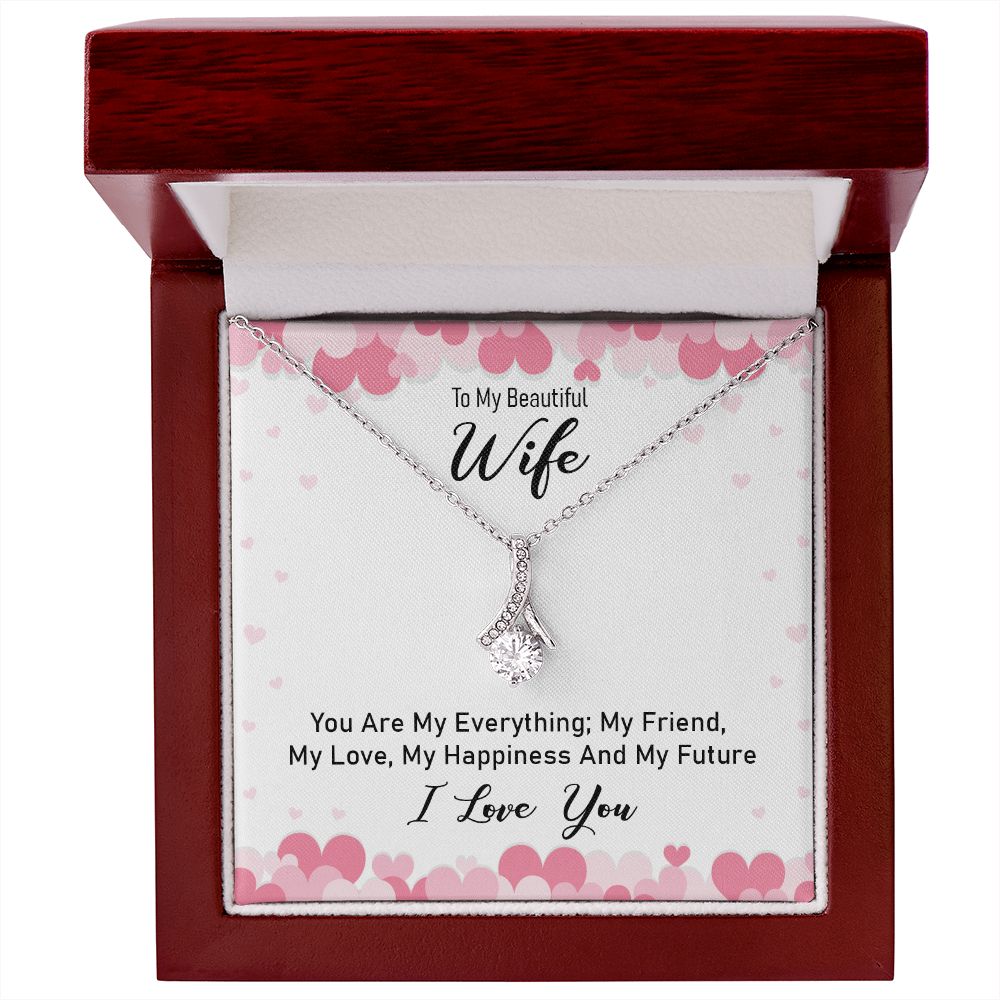 To My Wife You Are My Everything Alluring Ribbon Necklace Message Card-Express Your Love Gifts