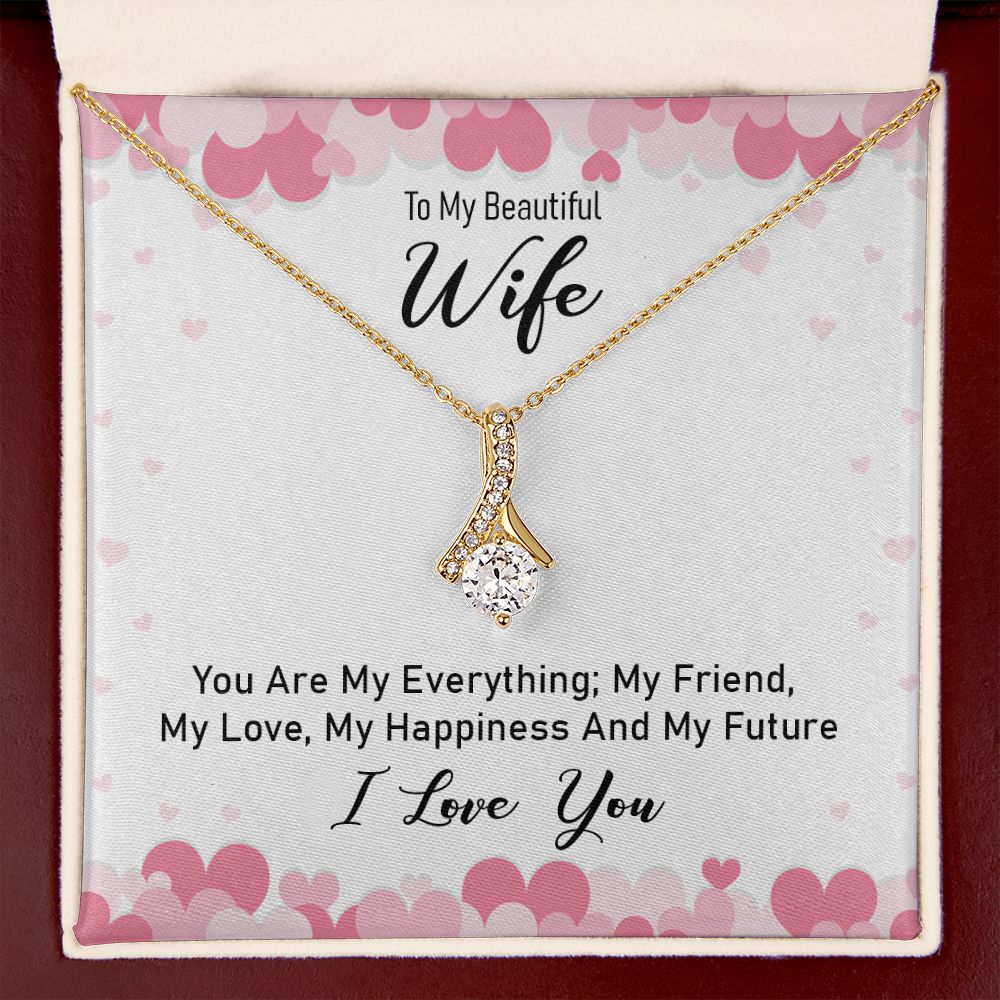 To My Wife You Are My Everything Alluring Ribbon Necklace Message Card-Express Your Love Gifts