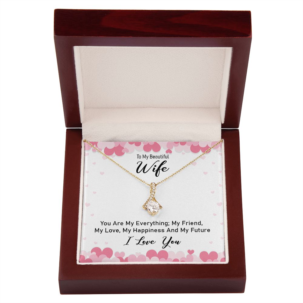 To My Wife You Are My Everything Alluring Ribbon Necklace Message Card-Express Your Love Gifts