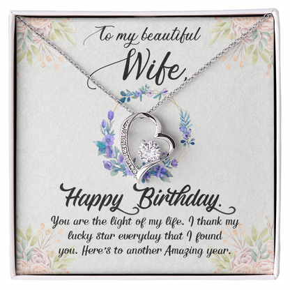 To My Wife You Are The Light of My Life Birthday Message Forever Necklace w Message Card-Express Your Love Gifts