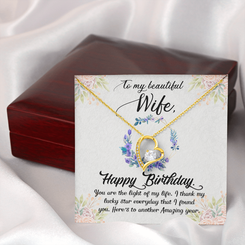 To My Wife You Are The Light of My Life Birthday Message Forever Necklace w Message Card-Express Your Love Gifts