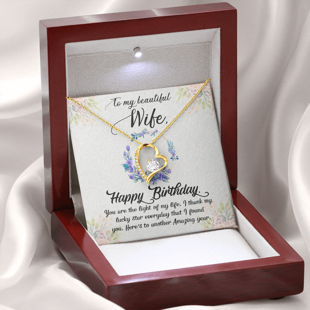 To My Wife You Are The Light of My Life Birthday Message Forever Necklace w Message Card-Express Your Love Gifts