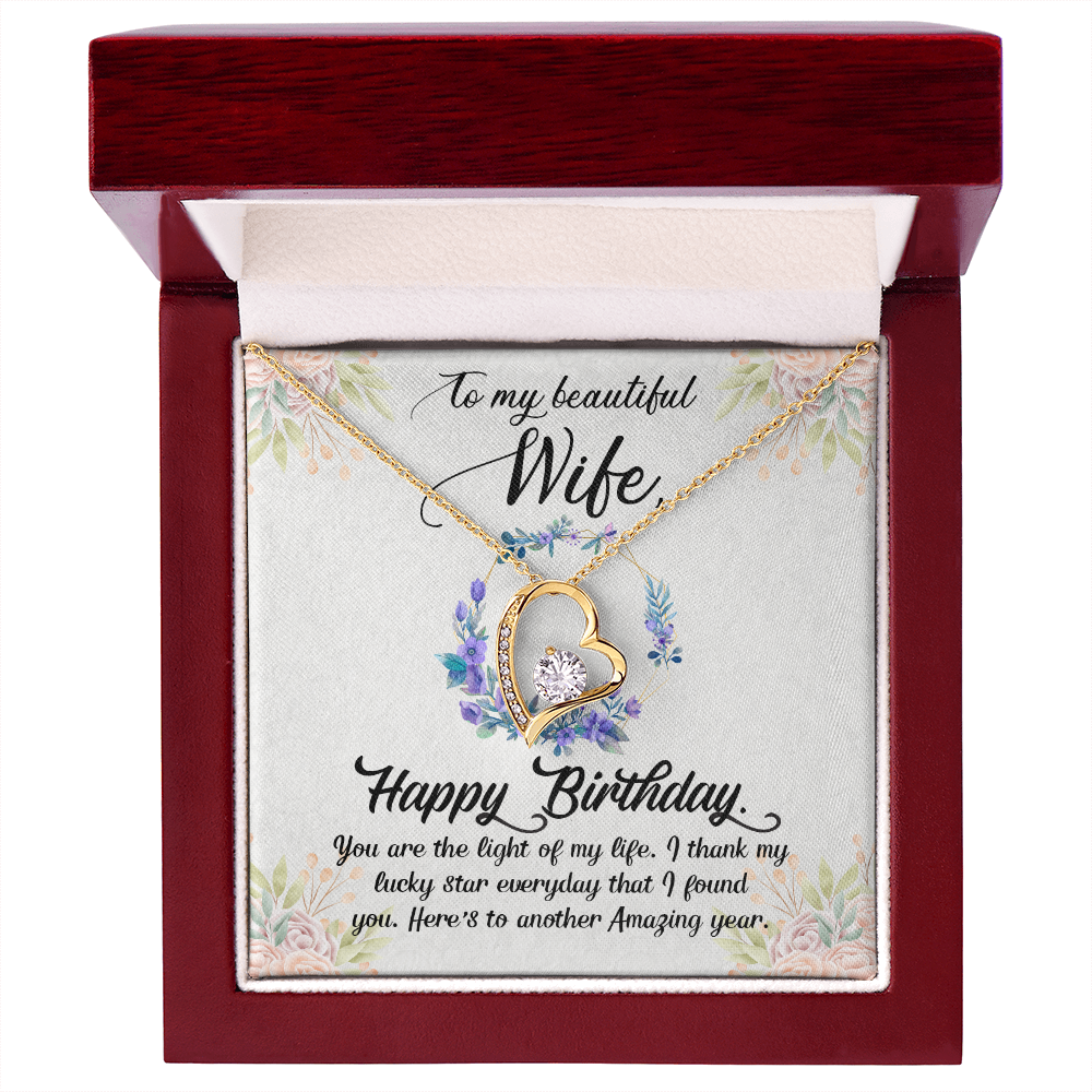 To My Wife You Are The Light of My Life Birthday Message Forever Necklace w Message Card-Express Your Love Gifts