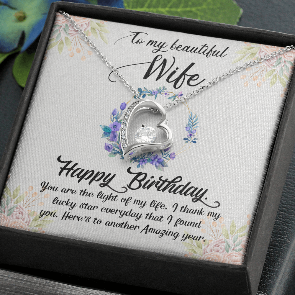 To My Wife You Are The Light of My Life Birthday Message Forever Necklace w Message Card-Express Your Love Gifts