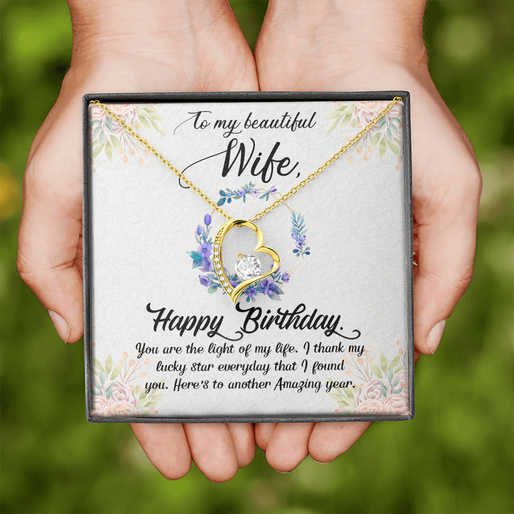 To My Wife You Are The Light of My Life Birthday Message Forever Necklace w Message Card-Express Your Love Gifts