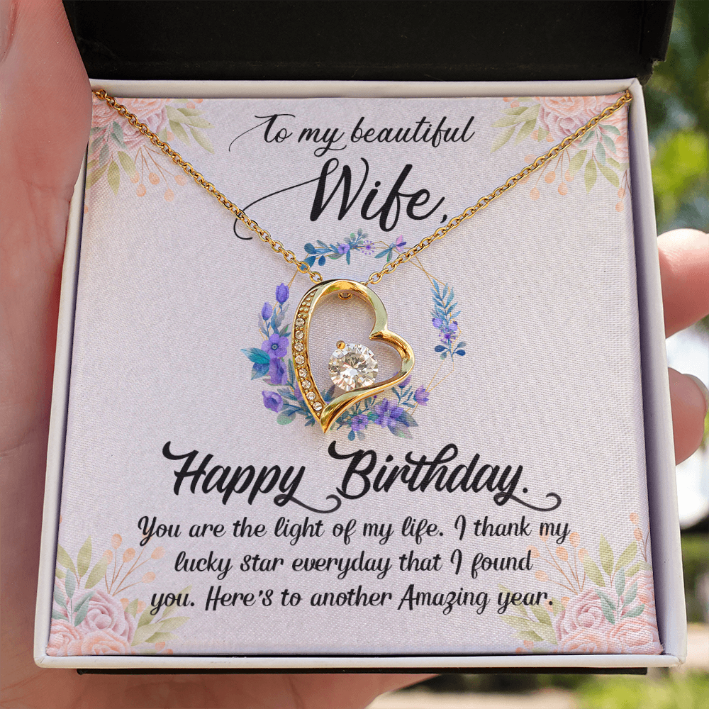 To My Wife You Are The Light of My Life Birthday Message Forever Necklace w Message Card-Express Your Love Gifts