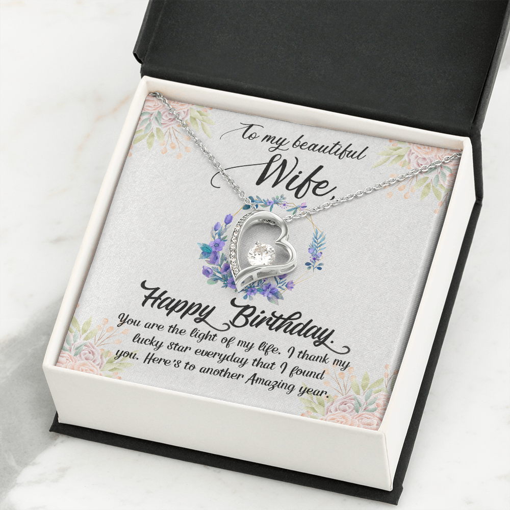 To My Wife You Are The Light of My Life Birthday Message Forever Necklace w Message Card-Express Your Love Gifts