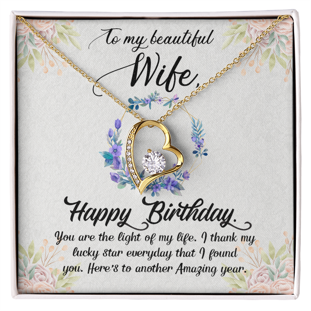 To My Wife You Are The Light of My Life Birthday Message Forever Necklace w Message Card-Express Your Love Gifts