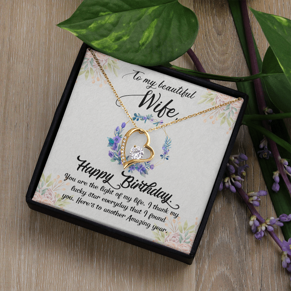 To My Wife You Are The Light of My Life Birthday Message Forever Necklace w Message Card-Express Your Love Gifts