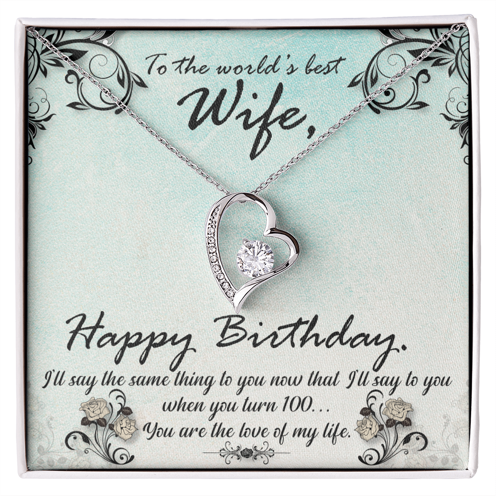 To My Wife You Are The Love of My Life Birthday Message Forever Necklace w Message Card-Express Your Love Gifts