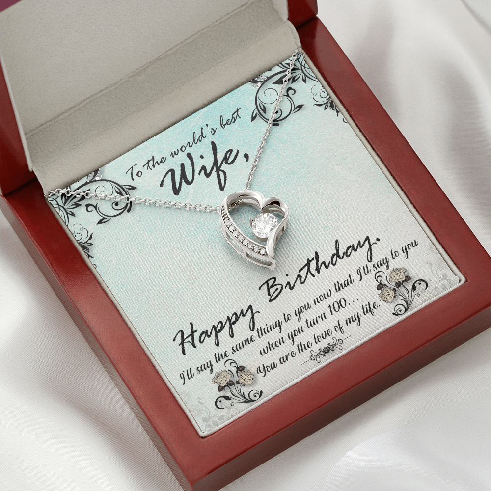 To My Wife You Are The Love of My Life Birthday Message Forever Necklace w Message Card-Express Your Love Gifts