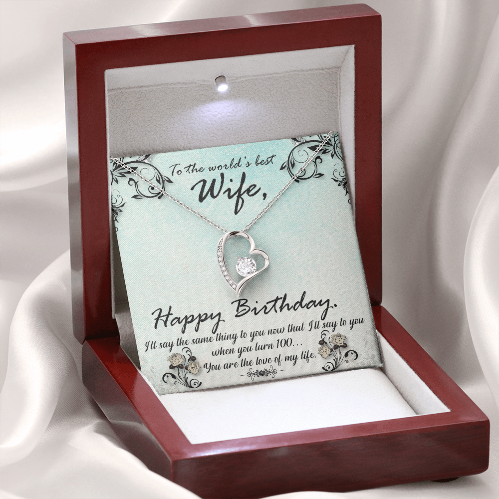 To My Wife You Are The Love of My Life Birthday Message Forever Necklace w Message Card-Express Your Love Gifts