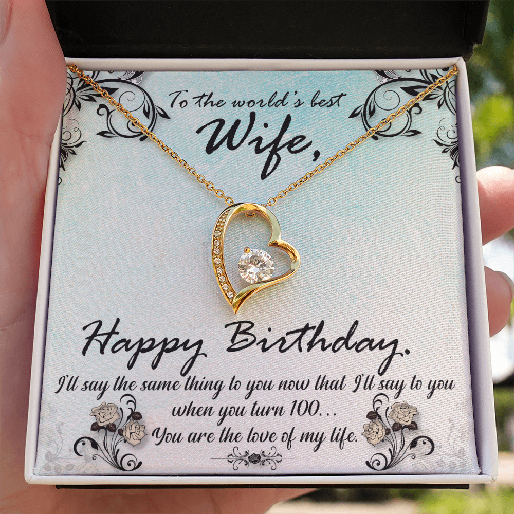 To My Wife You Are The Love of My Life Birthday Message Forever Necklace w Message Card-Express Your Love Gifts