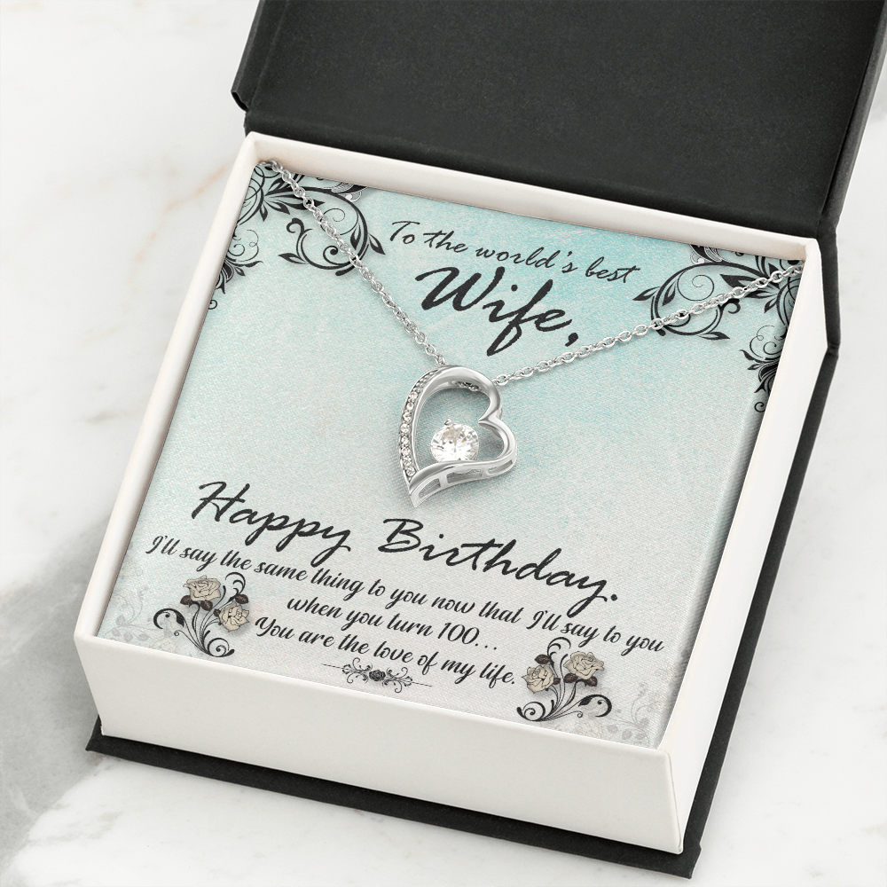 To My Wife You Are The Love of My Life Birthday Message Forever Necklace w Message Card-Express Your Love Gifts