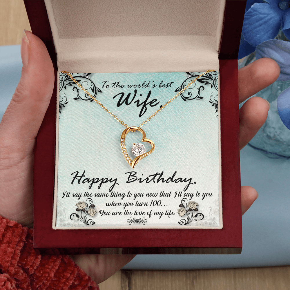 To My Wife You Are The Love of My Life Birthday Message Forever Necklace w Message Card-Express Your Love Gifts