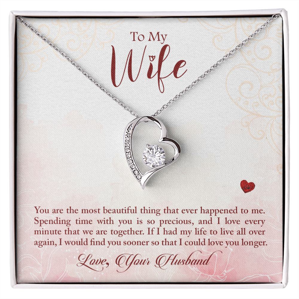 To My Wife You Are The Most Beautiful Thing Forever Necklace w Message Card-Express Your Love Gifts