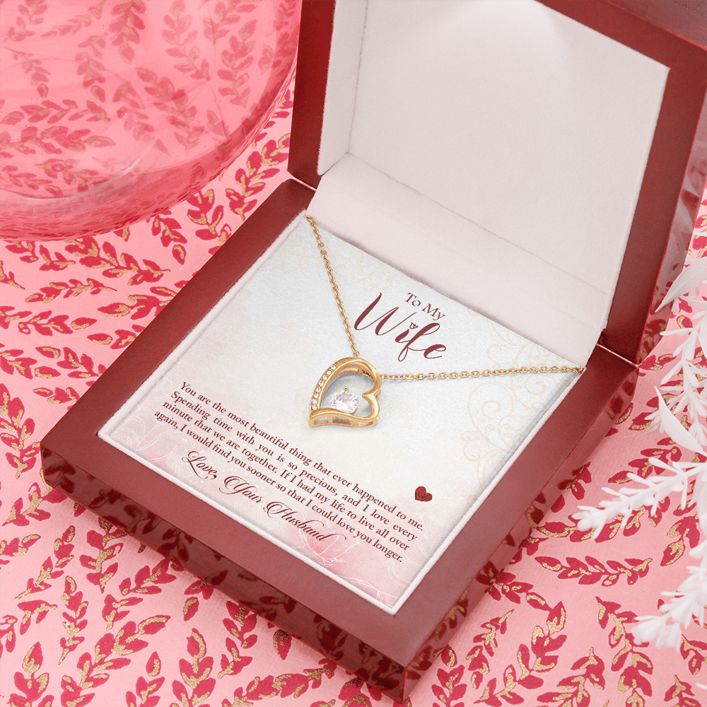 To My Wife You Are The Most Beautiful Thing Forever Necklace w Message Card-Express Your Love Gifts