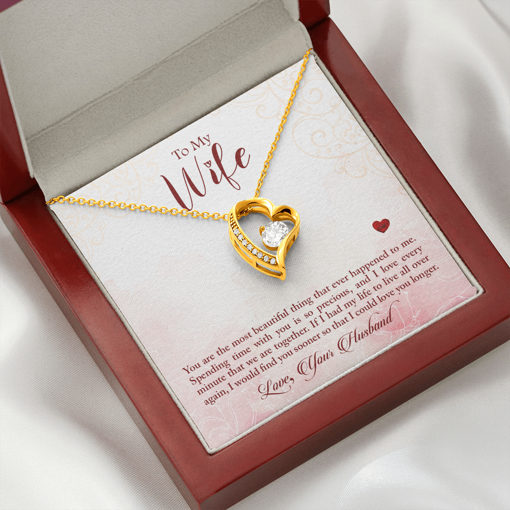 To My Wife You Are The Most Beautiful Thing Forever Necklace w Message Card-Express Your Love Gifts