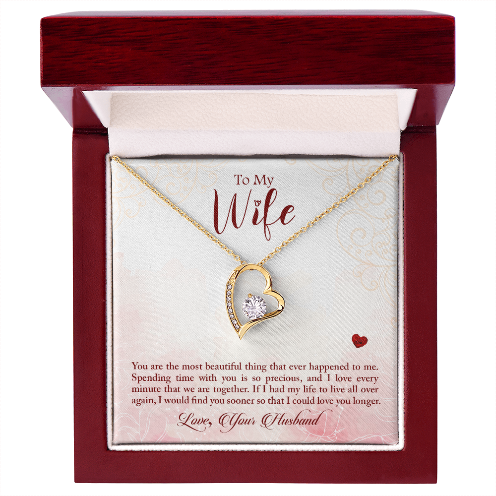 To My Wife You Are The Most Beautiful Thing Forever Necklace w Message Card-Express Your Love Gifts