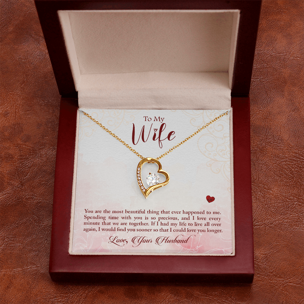 To My Wife You Are The Most Beautiful Thing Forever Necklace w Message Card-Express Your Love Gifts