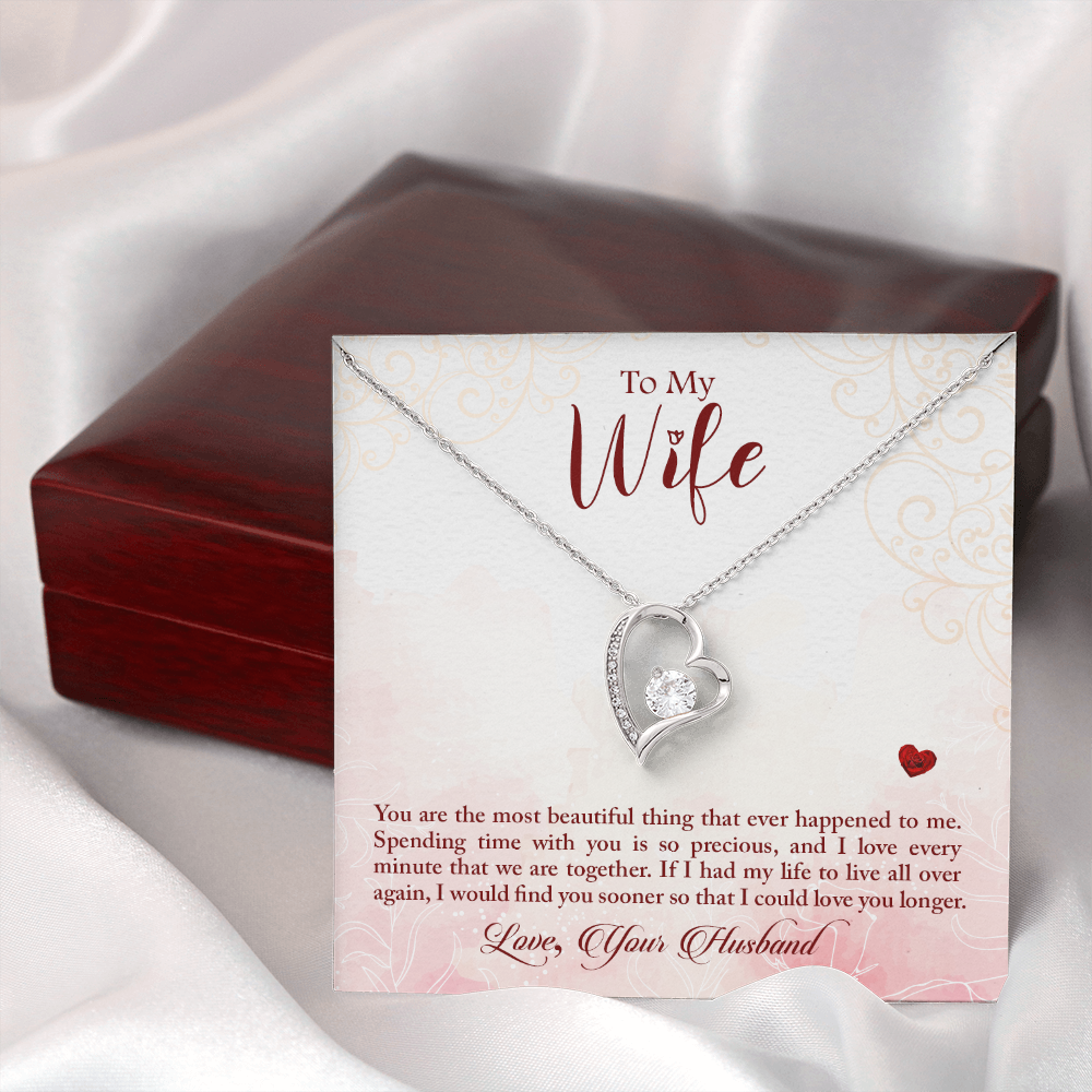 To My Wife You Are The Most Beautiful Thing Forever Necklace w Message Card-Express Your Love Gifts