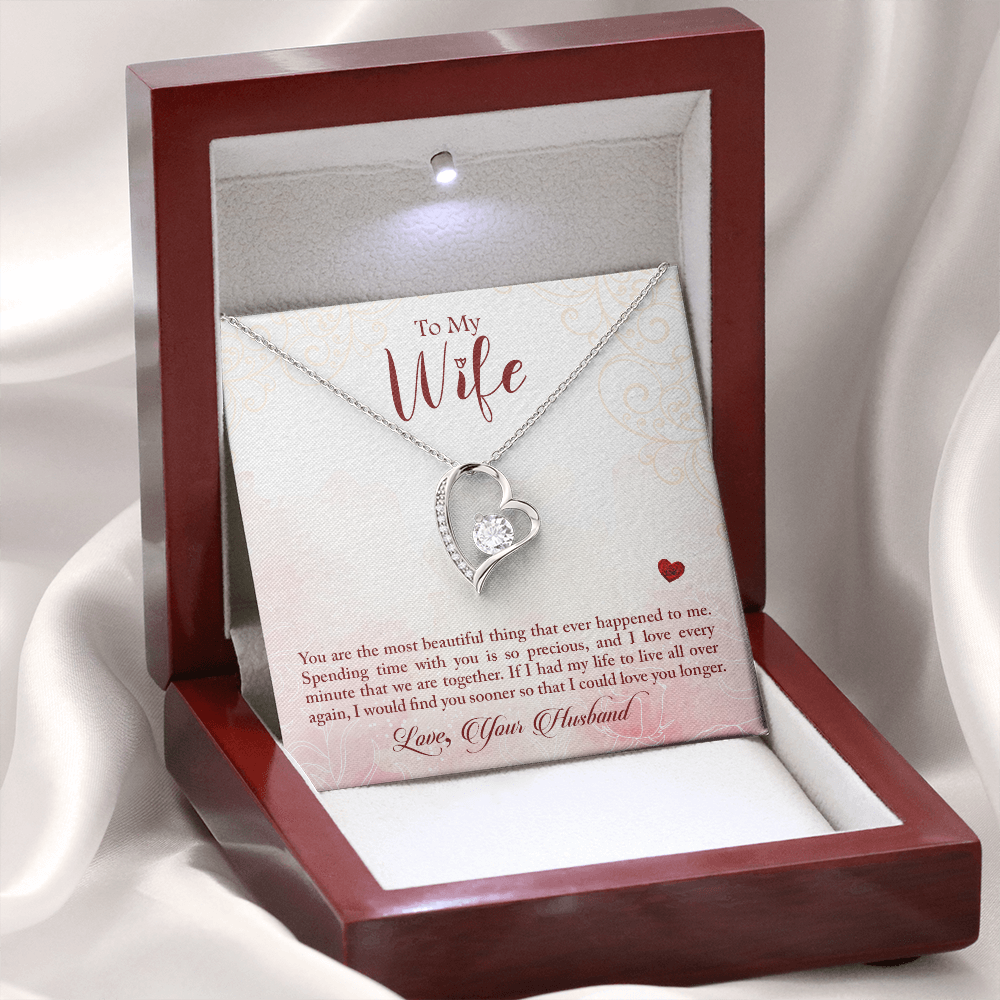 To My Wife You Are The Most Beautiful Thing Forever Necklace w Message Card-Express Your Love Gifts