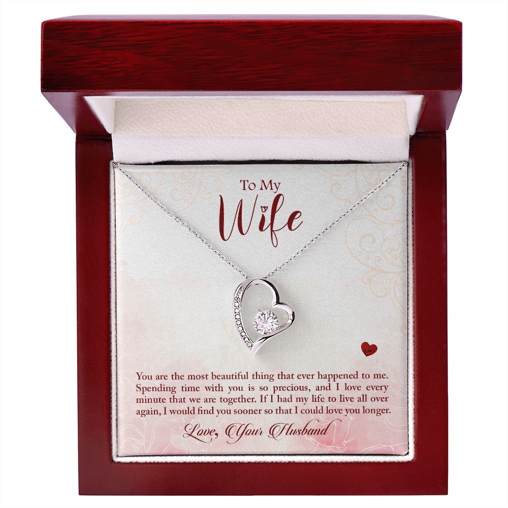 To My Wife You Are The Most Beautiful Thing Forever Necklace w Message Card-Express Your Love Gifts