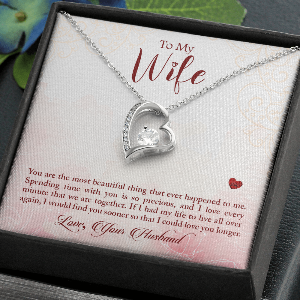 To My Wife You Are The Most Beautiful Thing Forever Necklace w Message Card-Express Your Love Gifts