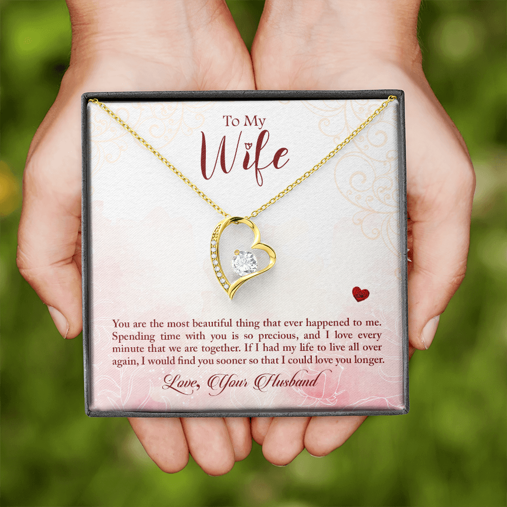 To My Wife You Are The Most Beautiful Thing Forever Necklace w Message Card-Express Your Love Gifts