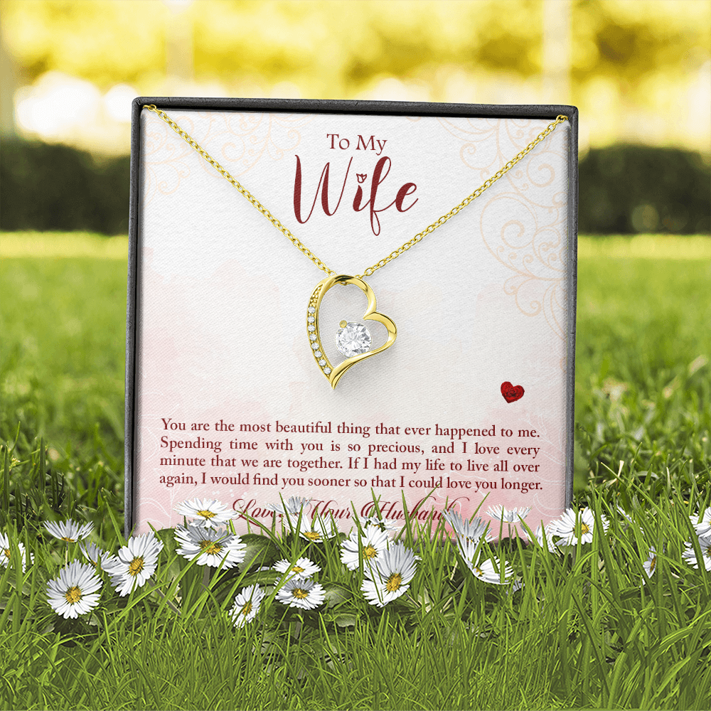 To My Wife You Are The Most Beautiful Thing Forever Necklace w Message Card-Express Your Love Gifts