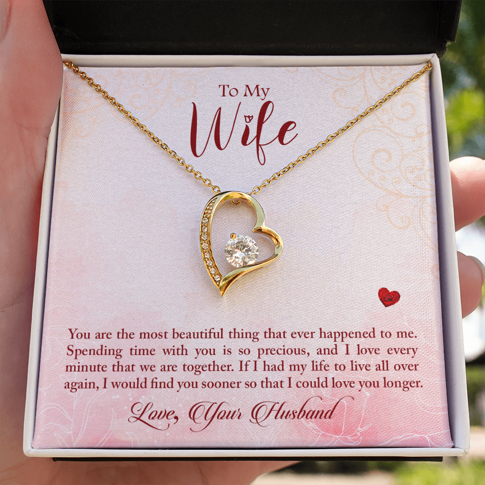 To My Wife You Are The Most Beautiful Thing Forever Necklace w Message Card-Express Your Love Gifts