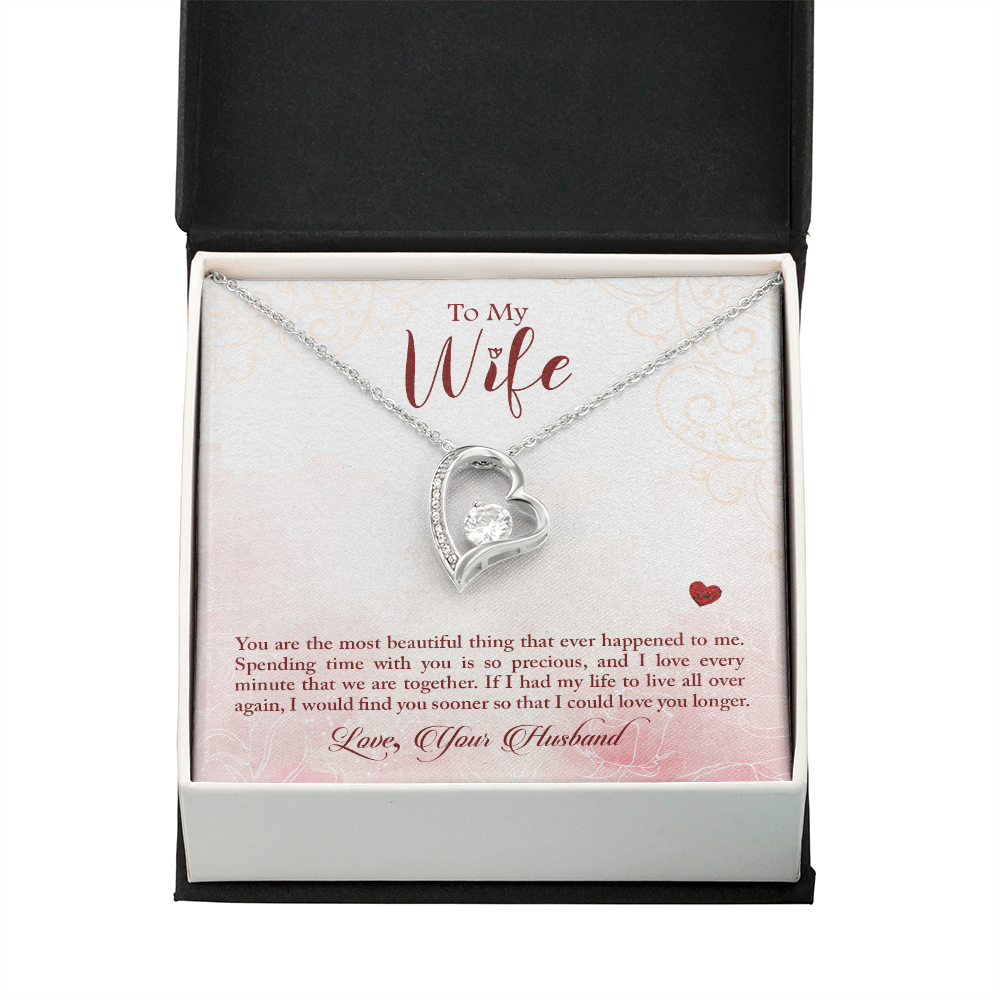 To My Wife You Are The Most Beautiful Thing Forever Necklace w Message Card-Express Your Love Gifts