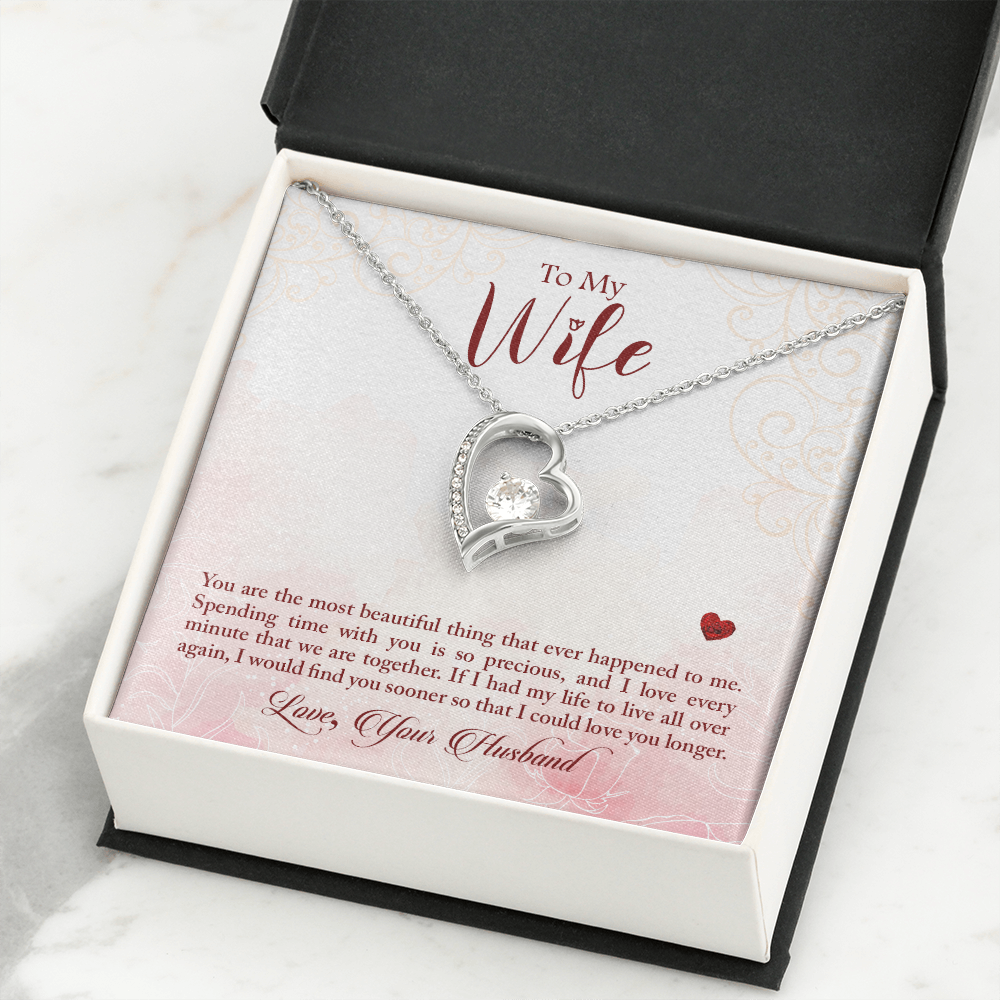 To My Wife You Are The Most Beautiful Thing Forever Necklace w Message Card-Express Your Love Gifts