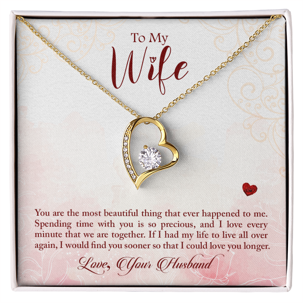 To My Wife You Are The Most Beautiful Thing Forever Necklace w Message Card-Express Your Love Gifts