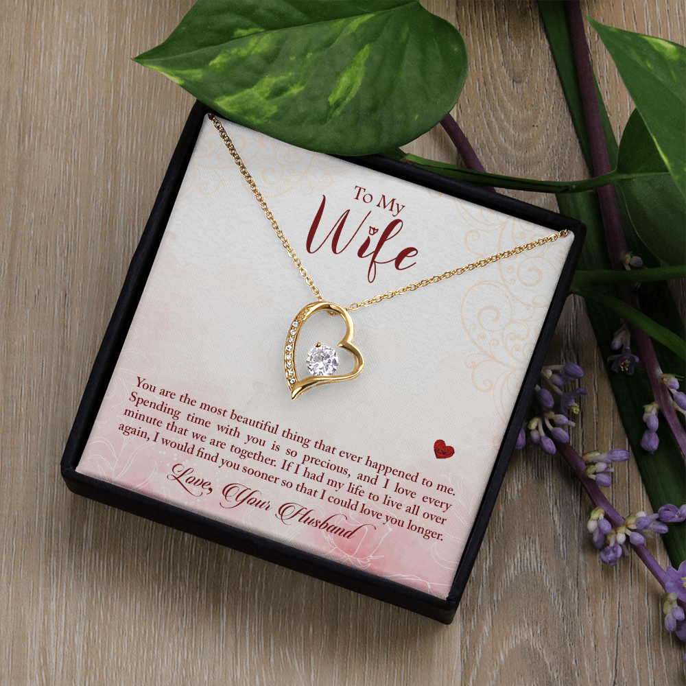 To My Wife You Are The Most Beautiful Thing Forever Necklace w Message Card-Express Your Love Gifts