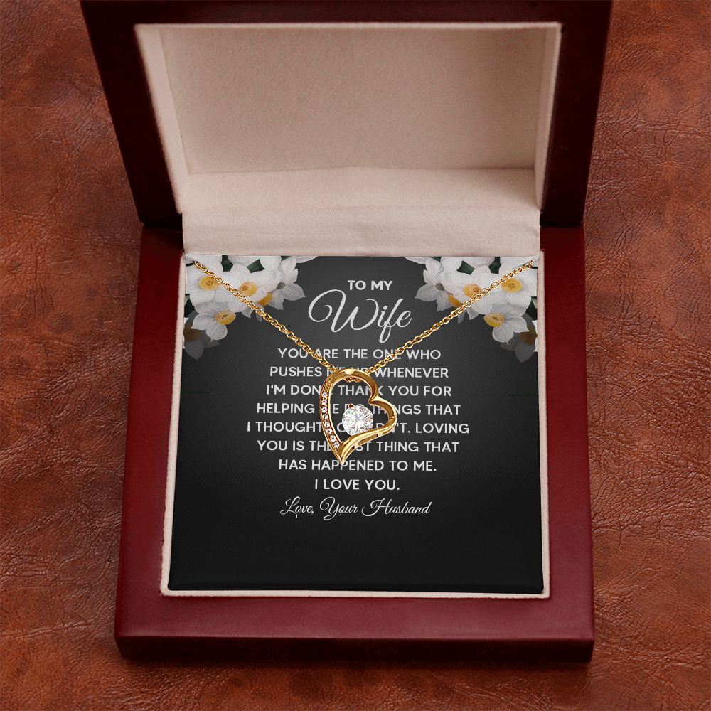 To My Wife You Are The One Who Pushes Me Up Forever Necklace w Message Card-Express Your Love Gifts