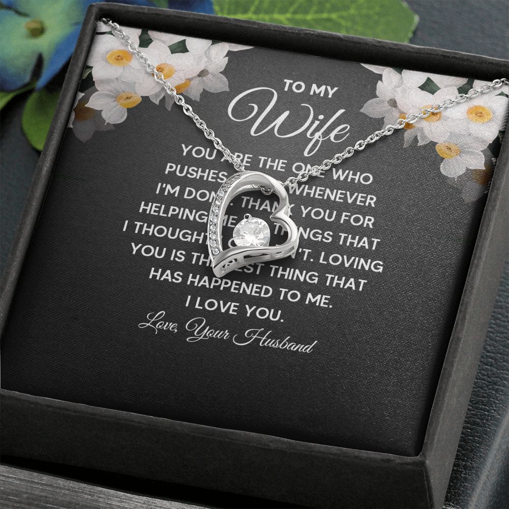 To My Wife You Are The One Who Pushes Me Up Forever Necklace w Message Card-Express Your Love Gifts