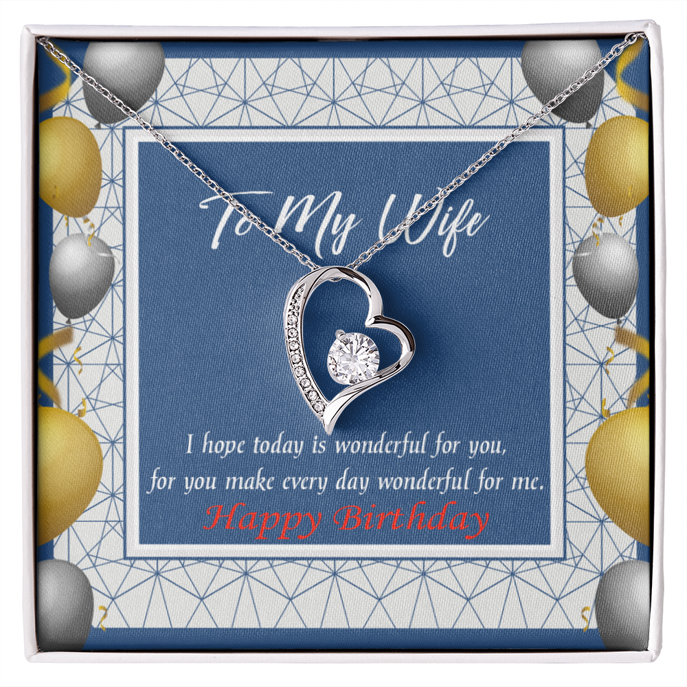 To My Wife You Are Wonderful Birthday Message Forever Necklace w Message Card-Express Your Love Gifts