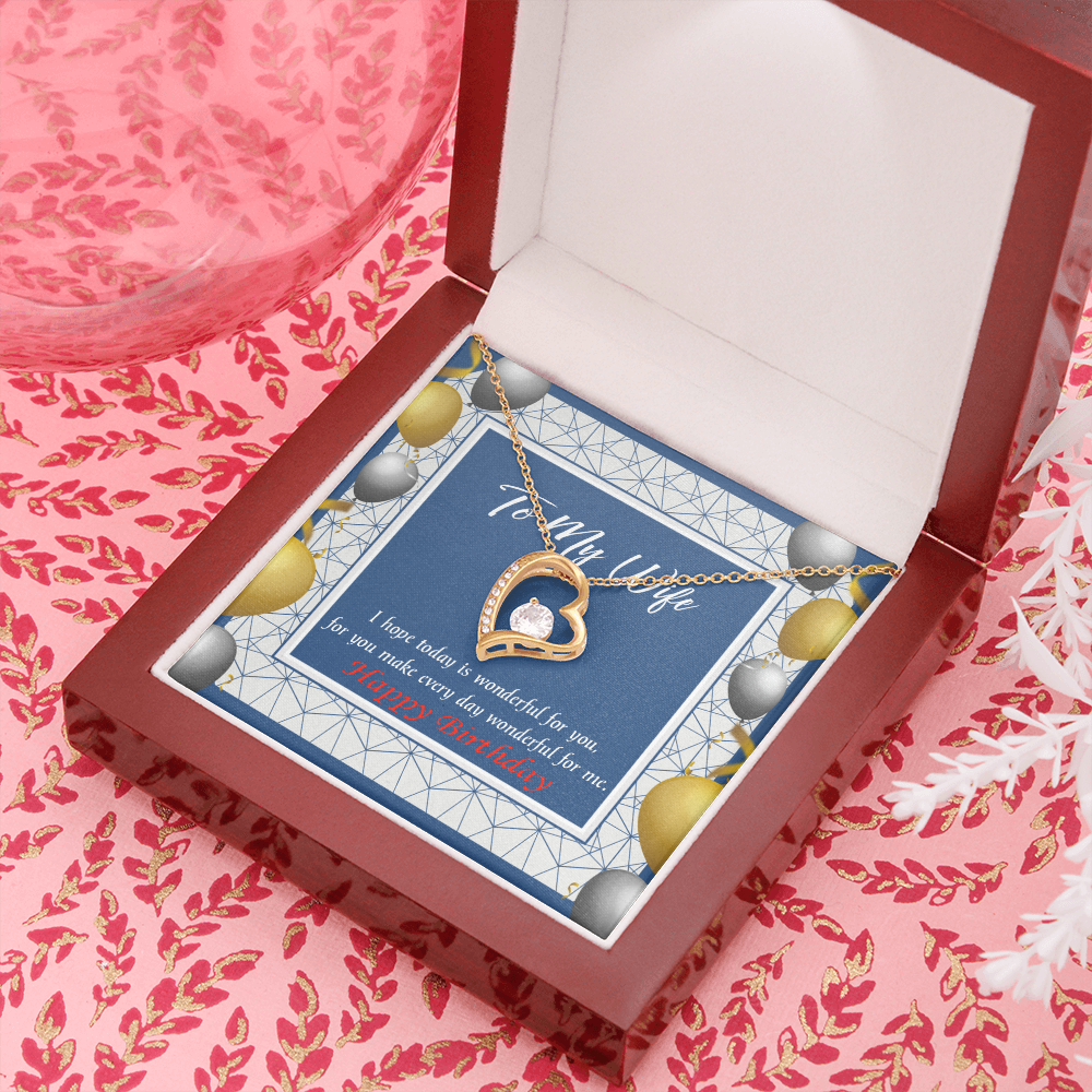 To My Wife You Are Wonderful Birthday Message Forever Necklace w Message Card-Express Your Love Gifts