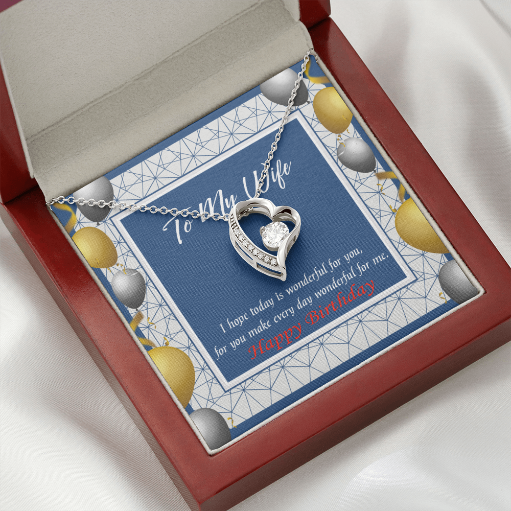 To My Wife You Are Wonderful Birthday Message Forever Necklace w Message Card-Express Your Love Gifts