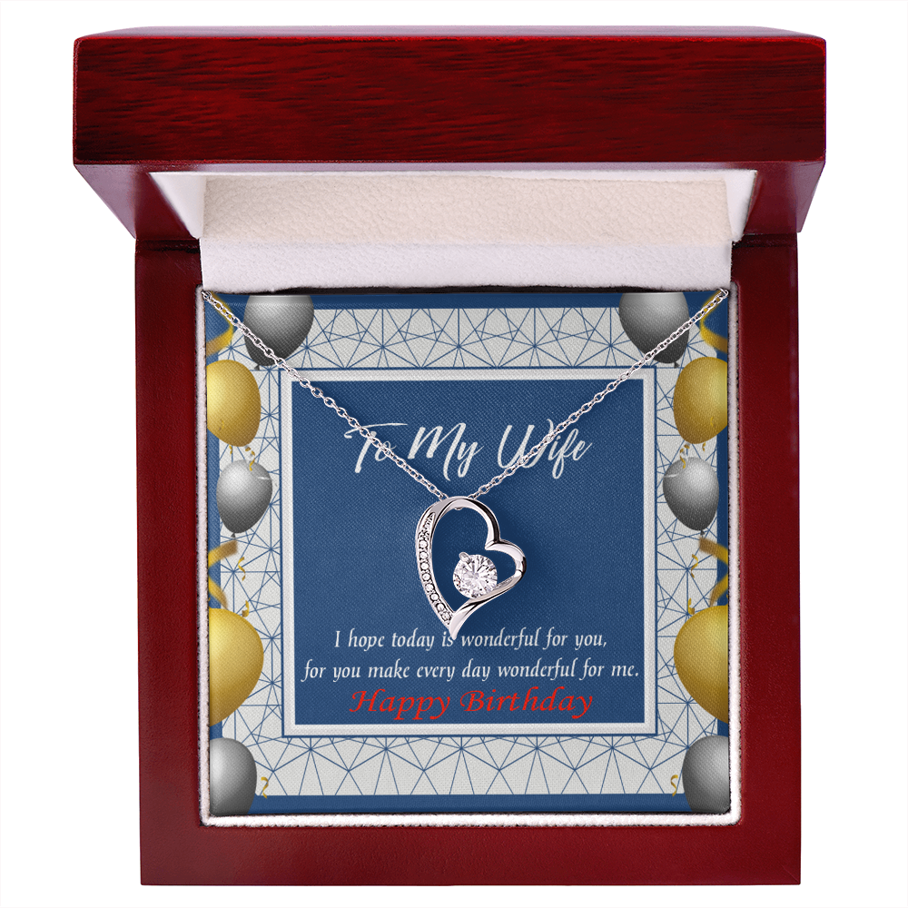 To My Wife You Are Wonderful Birthday Message Forever Necklace w Message Card-Express Your Love Gifts
